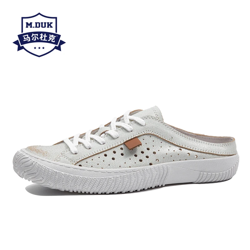 

2018 new men's Genuine Leather shoes summer sandals Sneakers Men Slippers Flip Flops casual Shoes beach outdoor Half slippers