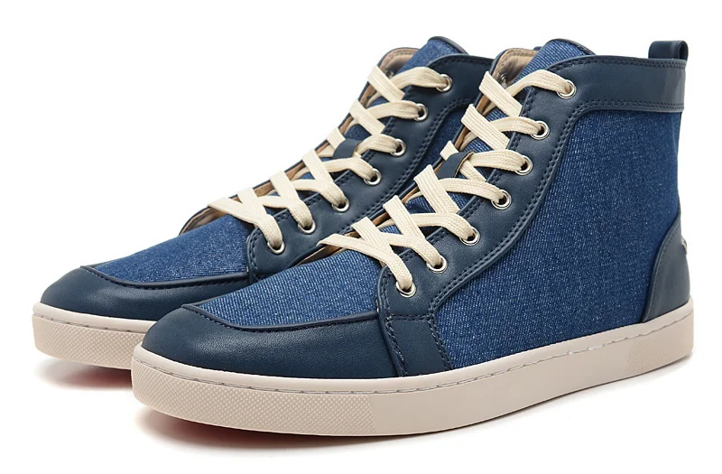 Download Canvas blue Genuine Leather men Red Bottom Sneakers Women ...