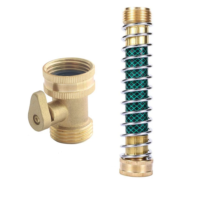 Садовый шланг спиральный протектор пружины с запорным клапаном садовый шланг соединитель - Цвет: Green gold