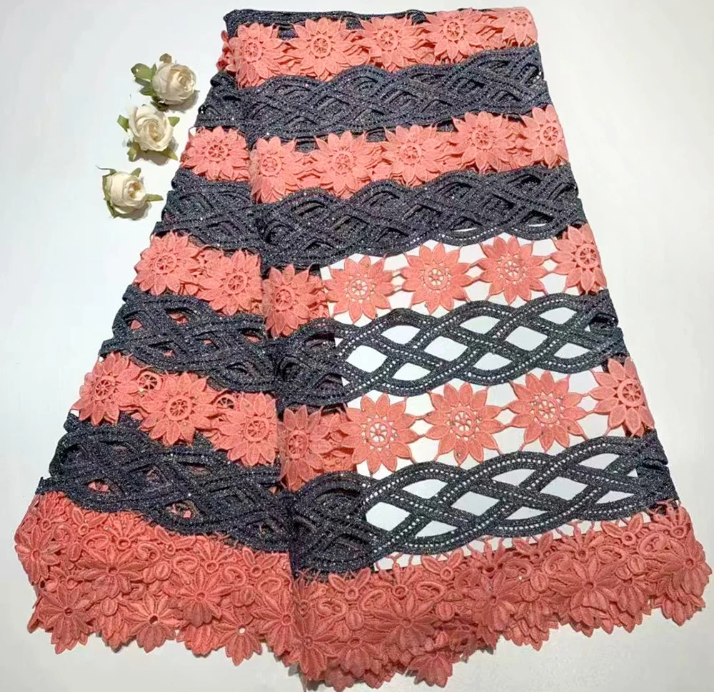 

2019 High Quality Black peach Nigerian French Tulle Lace Material African Net Lace Fabric For Party Dress Free shipping