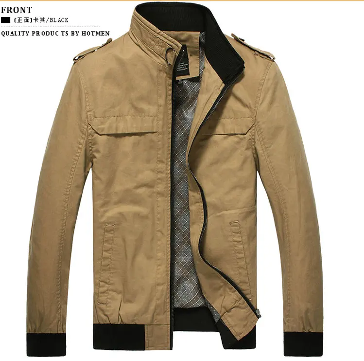 Высокое качество Корейская Новая мужская приталенная Повседневная куртка пальто мужская хлопковая куртка для мужчин модная куртка - Цвет: Хаки