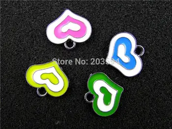 

AE392 Mix Color 20Pcs Alloy Metal Enamel Heart Charms Pendants 22x19mm