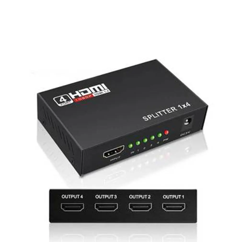 

1 in 4 out HDMI Splitter 1X4 4 Port Hdmi Hub Repeater Amplifier 1.4 3D 1080p With Power Supply Long Distance Transmission