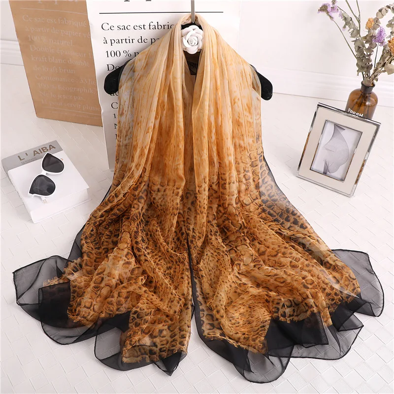 

Snakeskin Pattern Silk Scarf Women Summer Beach Cover Up Large Size Pashmina Thin Soft Shawls And Wraps Lady Foulard Hijab 2019