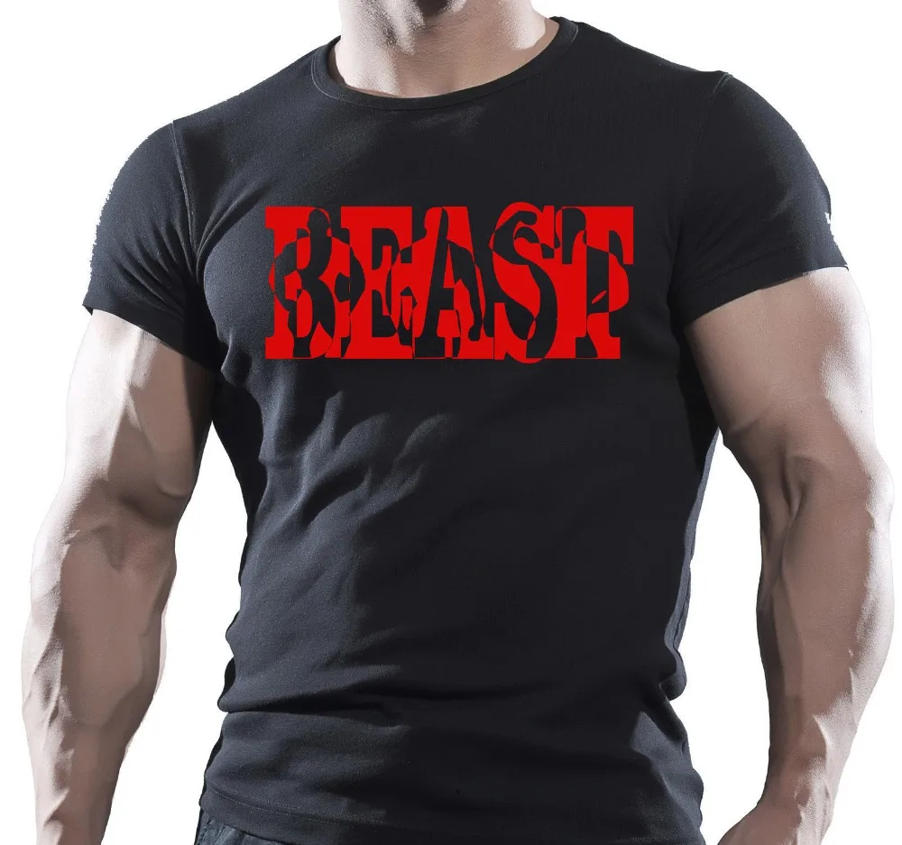 Мужская спортивная футболка с мотивацией для бодибилдинга Beast Training топ