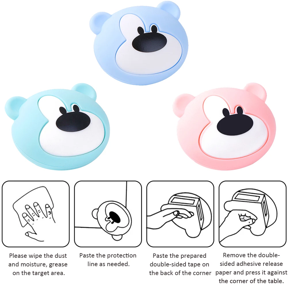 2pcs Little Bear Child Anti-Collision Angle Protector Cartoon Animal Shape Soft Silicone Table Corner Cover Baby Safe Protector