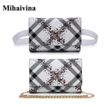

Mihaivina Women Waist Bag Pu Leather Flower Belt Bag Fashion Chain Shoulder Bags Fanny Pack Adjustable Waist Packs For Iphone 8