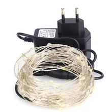 10M 100leds LED String Light Silver Wire Fairy Lights with 12V 1A Power Adapter Christmas New Year Wedding Decoration Lights
