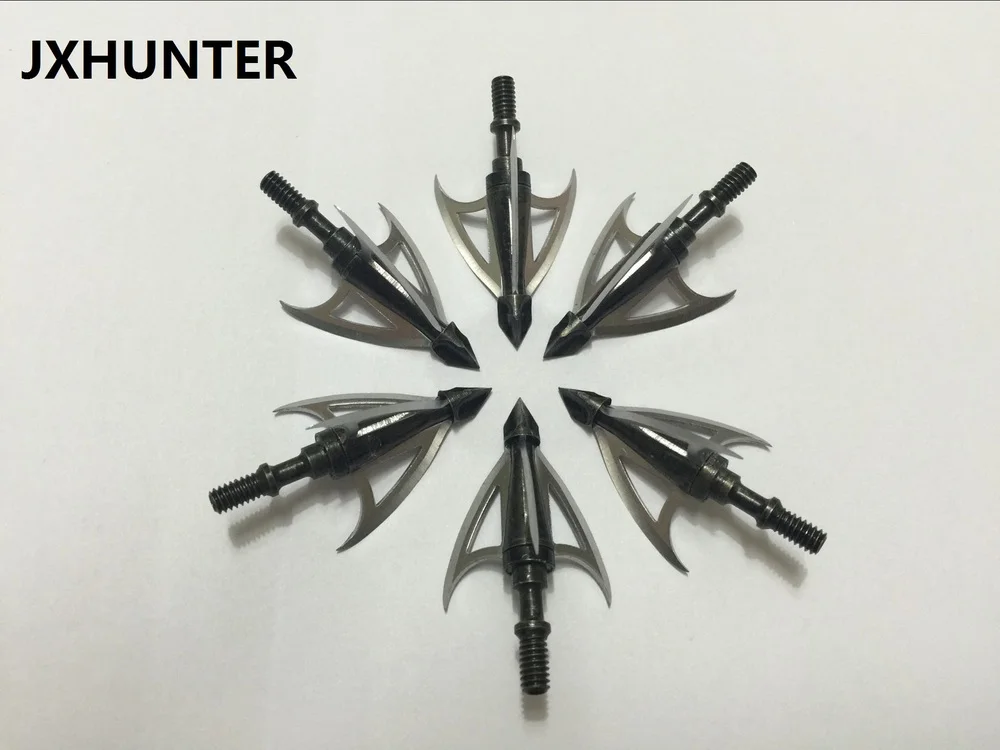 12pk Archery hunting compound bow arrow heads 100gr broadheads 3 blades