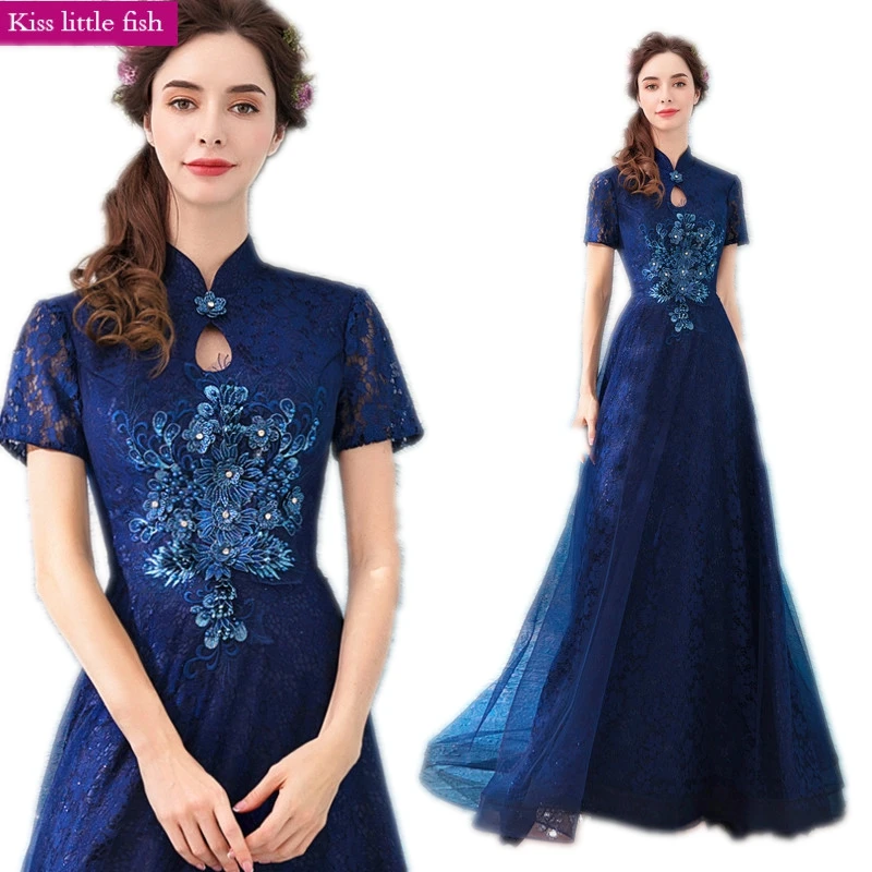 

716 Free shipping Elegant Mother of the bride dresses Cheongsam dress