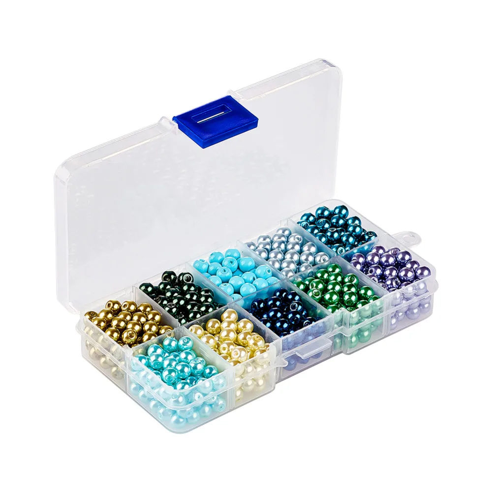 1 коробка смешанных цветов Перламутровые круглые стеклянные жемчужные бусины для самостоятельного изготовления ювелирных изделий 4 6 8 10 мм отверстие: 1 мм
