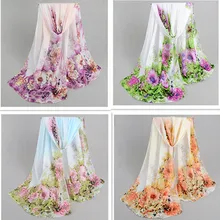 MUQGEW красивый дышащий шейный платок Модный женский пион шаль с принтом шифоновый шарф модный роскошный шарф Amice