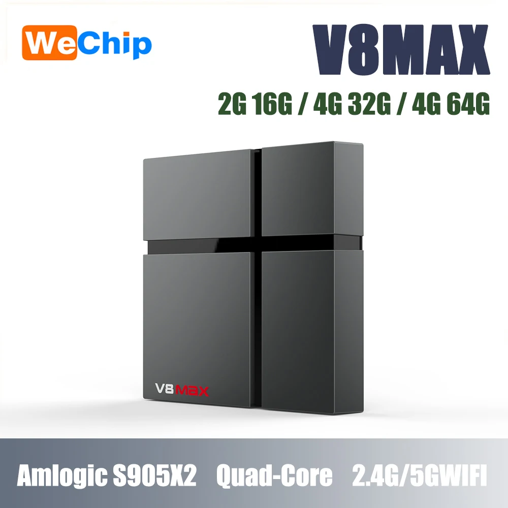 ТВ-приставка Wechip V8 MAX Android 8 1 четырехъядерный процессор Amgolic S905X2 телевизионная