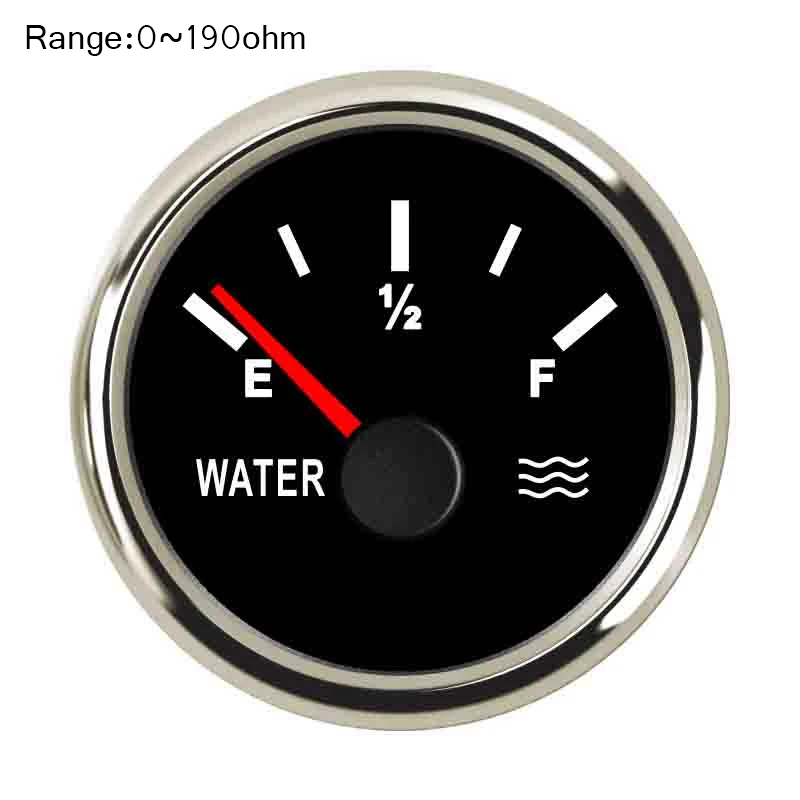 0~ 190 Ом/240~ 33 Ом лодка датчик уровня воды УФ-фильтр 52 мм с Нержавеющая сталь ашины воды Индикатор уровня в резервуаре для морских автомобильные аксессуары - Цвет: Black Silver 190ohm