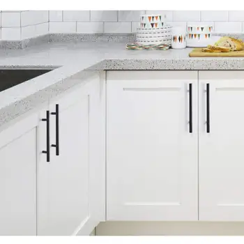 Furniture handle black T shaped door handle stainless steel hole center 30mm 400mm kitchen furniture drawer handle cabinet