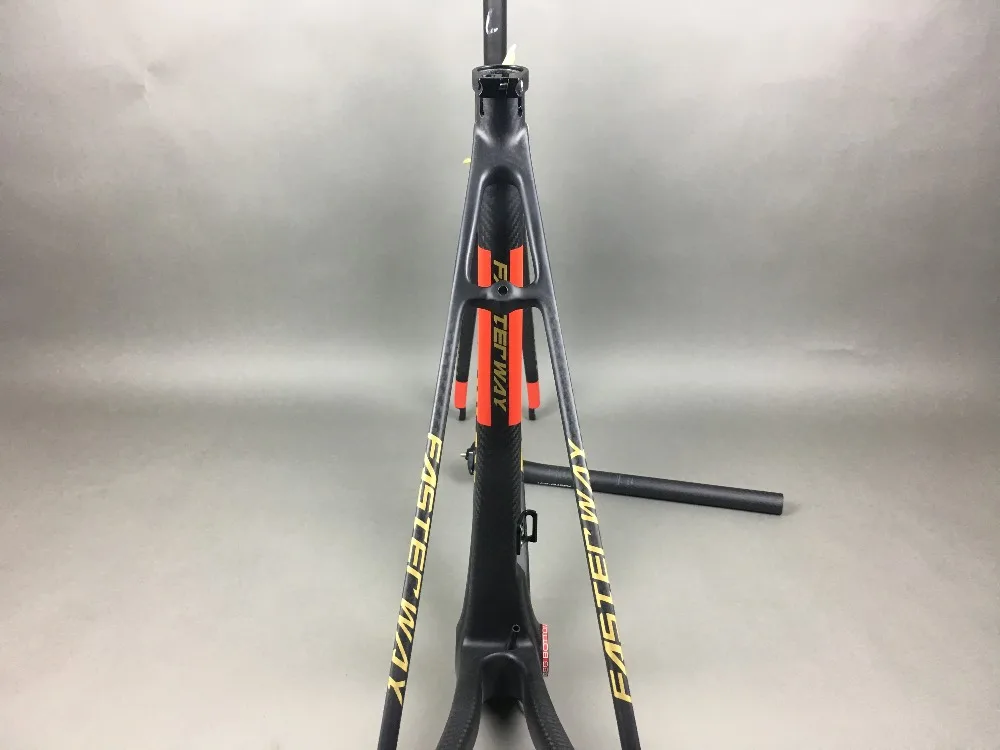 Best classic design FASTERWAY PRO full black with no logo carbon road bike frameset:carbon Frame+Seatpost+Fork+Clamp+Headset,free ems 113