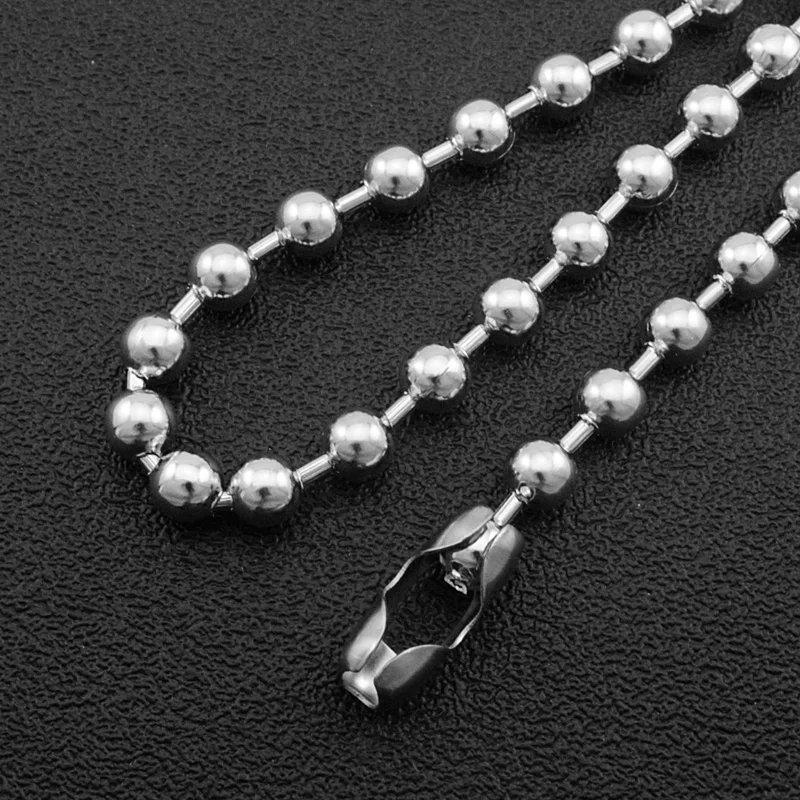6 мм/8 мм ожерелье из нержавеющей стали с бусинами и шариками женское колье длинное(40 см-60 см), Новое ювелирное ожерелье для мужчин