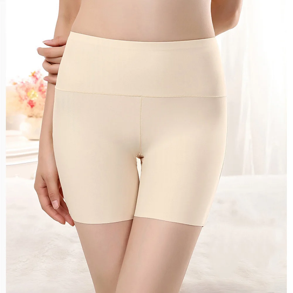 

Summer female ice silk thin anti-lighting elastic breathable no trace high waist pants three pants large size leggings