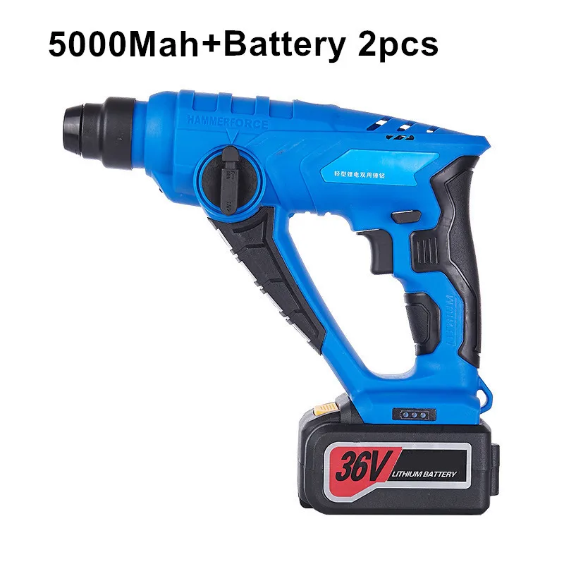 

36v 5000mah cordless electric hammer impact drill lithium battery drill multi-function rechargeable electric tools 2pcs battery