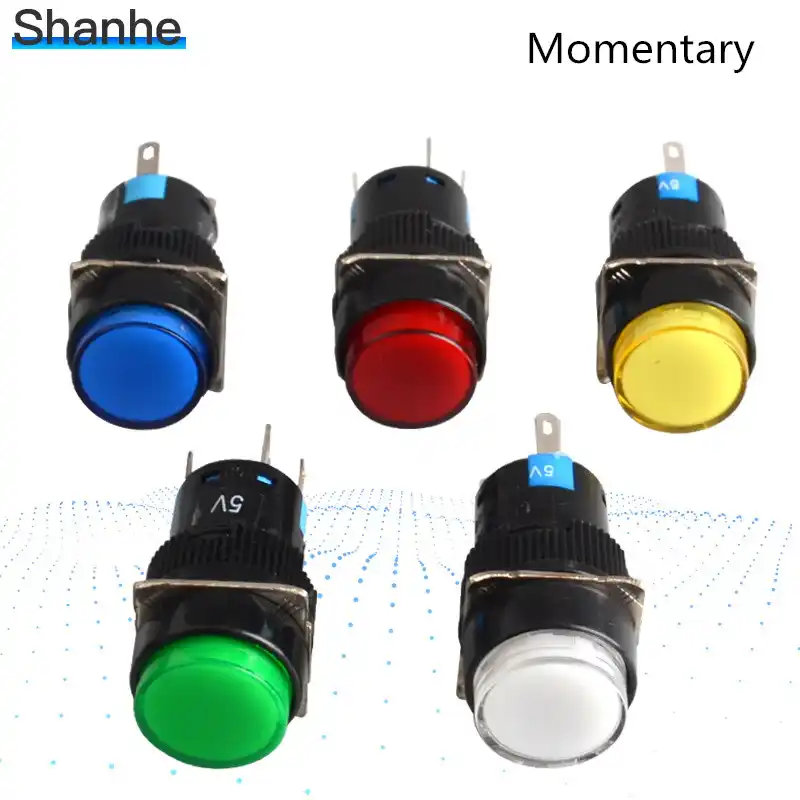16mm LED Illuminated Push Button Switch Blue Green Red Yellow White