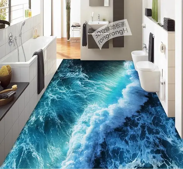 3d flooring waterproof mural wallpape Summer waves 3d