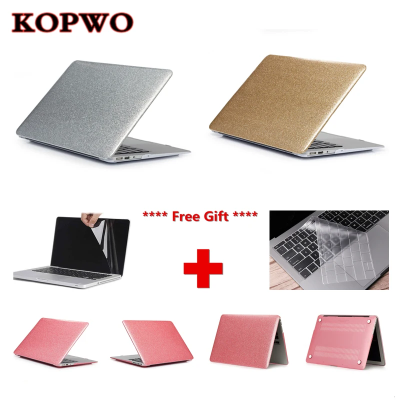 KOPWO Блестящий Защитный чехол для ноутбука Macbook Pro Air retina 11 12 13 15 дюймов Goden розовый
