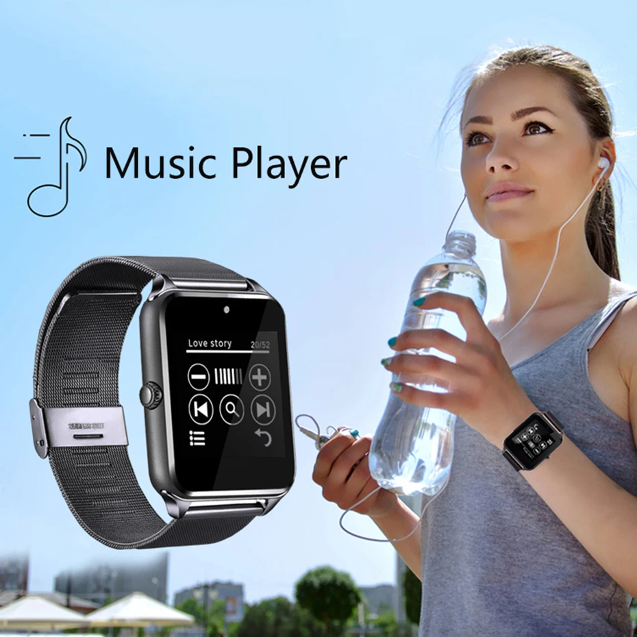 Полностью сенсорные Смарт часы с металлическим ремешком Bluetooth наручные