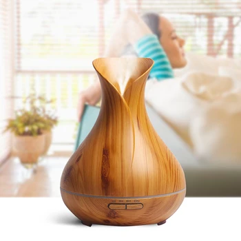

Household Air Humidifier Essential Oil Diffuser Wood Grain Ultrasonic Sterilize Humidifier With 7 Color LED Lights 400 ML