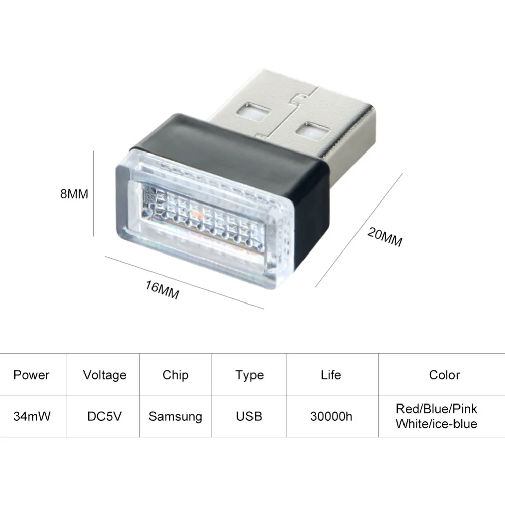 Автомобильный светодиодный светильник, лампа с usb-разъемом, внутренняя декоративная лампа RGB, аварийный светильник ing, подходит для ПК, ноутбука, компьютера, power Bank