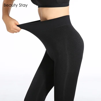 

Beauty Stay Women Legging Solid Color Stretch Thicken Warm One Siez Winter Outdoor High Waist Elastic Sexy Women Leggings