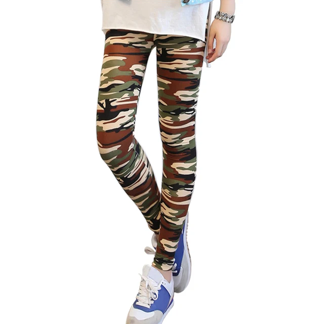 Leggings de camuflagem feminina, fitness, militar, calça verde do