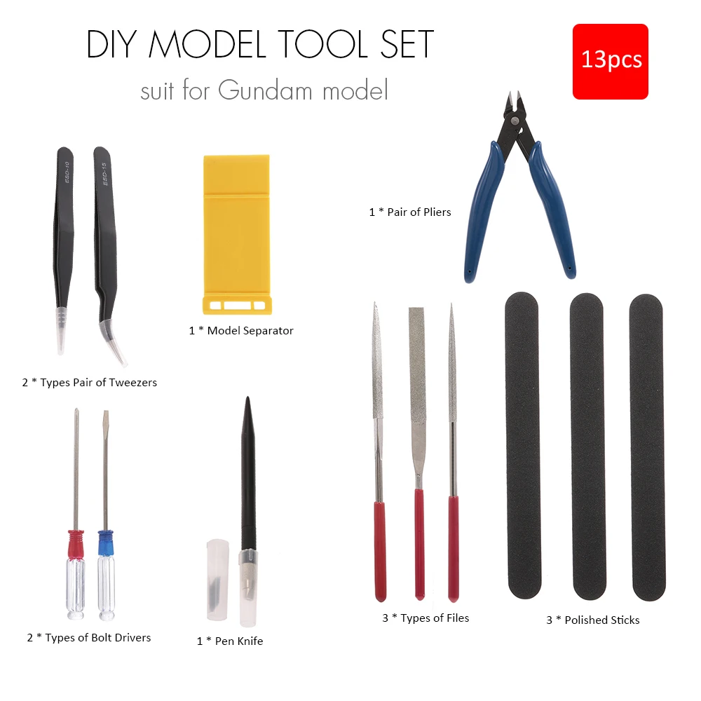

RC Toys DIY Model Tool Set Craft Kit for Gundam Model Nippers Tweezers Carving Toy Parts