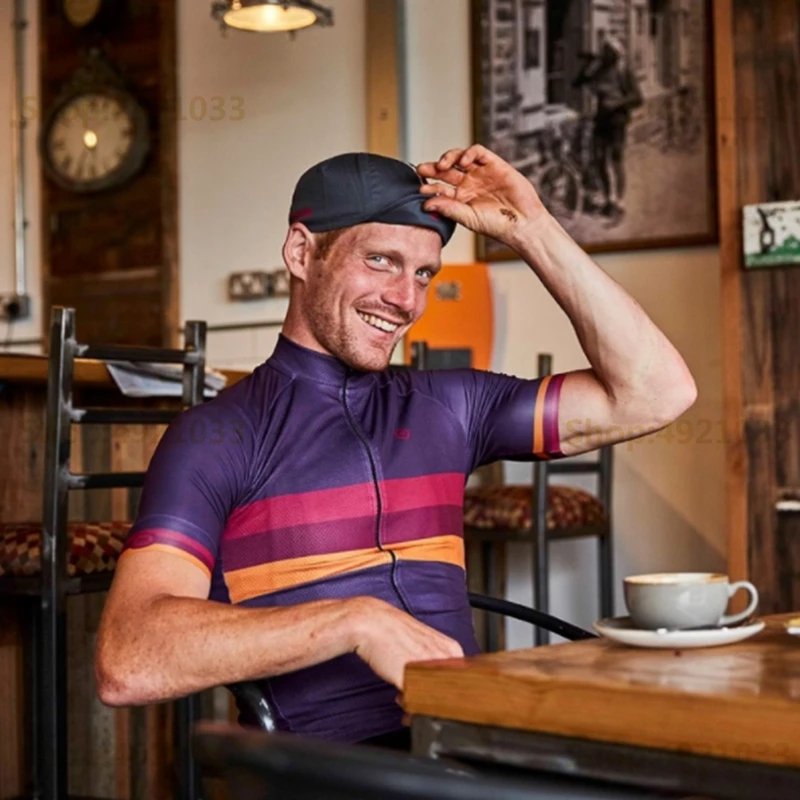 

2018 Mens Club Cycling Jersey Summer Short Sleeve Breathing MTB Bike Racing Shirt Multicolor stripe pattern rideshirt quick dry
