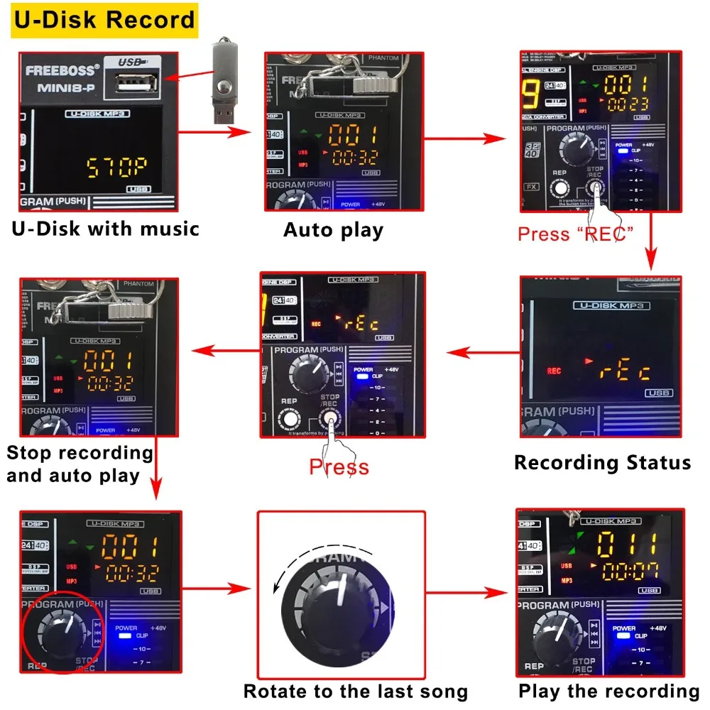Freeboss MINI8-P 8 Channels Power Mixing Console 