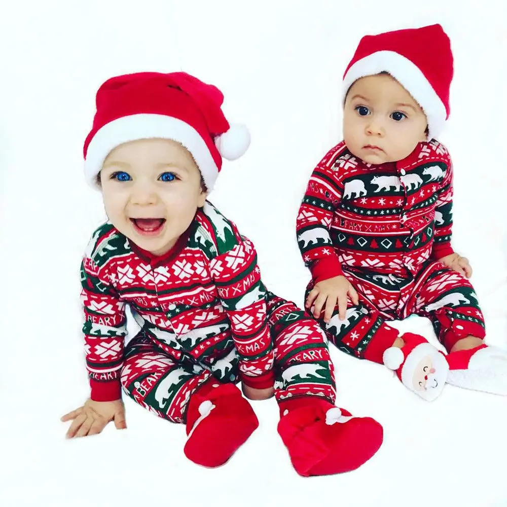 Winter Crawling Kids Clothes Romper Newborn Baby Boy Girl Christmas Costume Print Rompers Long Sleeve Jumpsuit | Детская одежда и