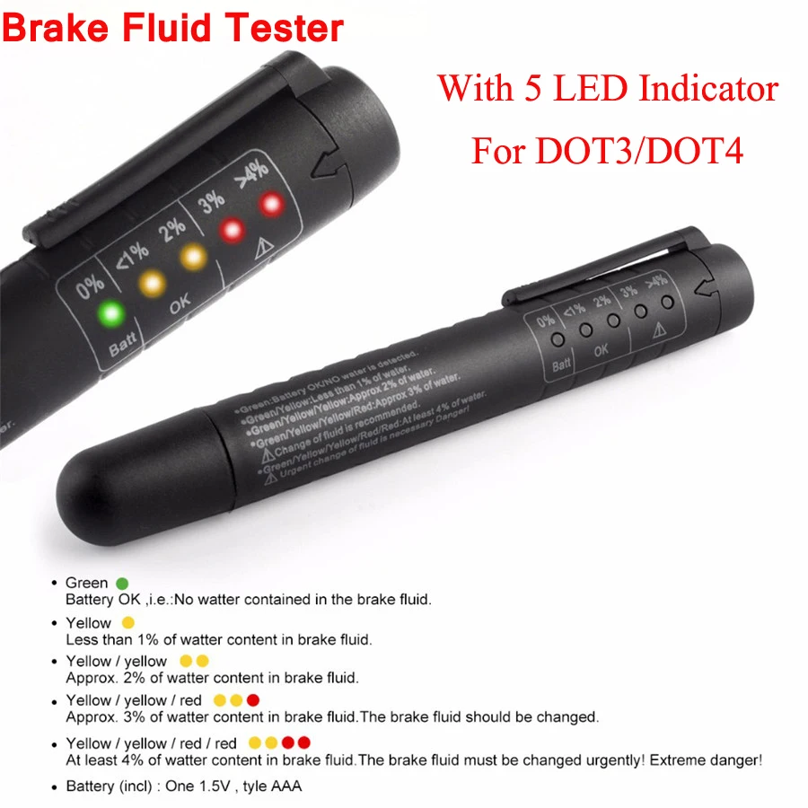 

2019 new Brake Fluid Liquid Tester Pen With 5 LED Car Auto Vehicle Tools Diagnostic Tools Mini Brake Fluid Tester For DOT3/DOT4