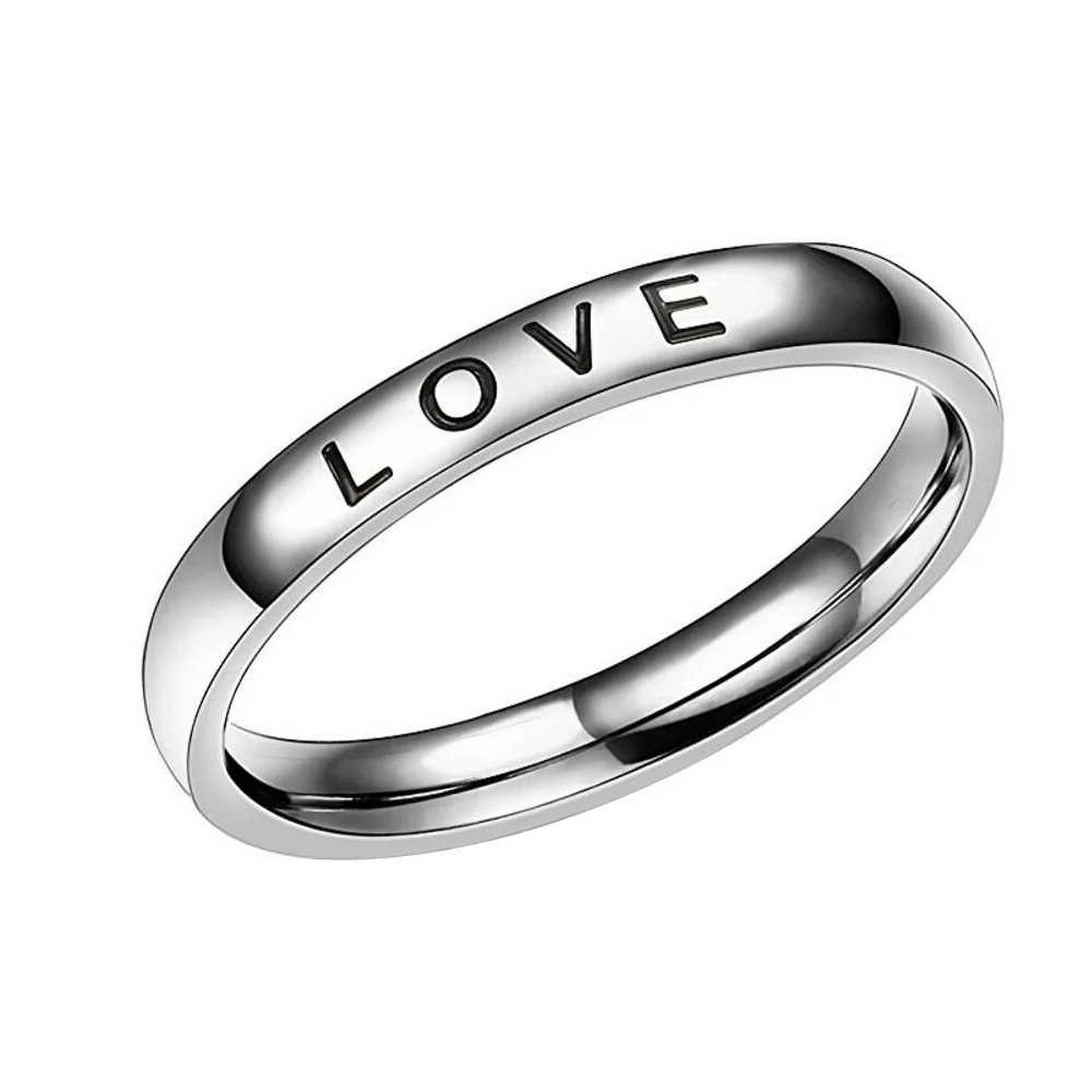 

Love/faith/hope Couple Titanium Steel Ring Hot Sale Simple Ornament High Polishing Wedding Band Ring Couples