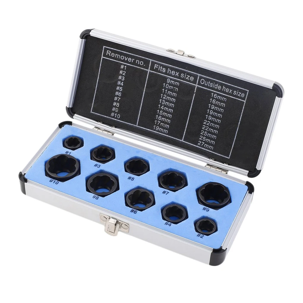 

New Hot Damaged Bolt Nut Screw Remover Extractor Removal Set Nut Removal Tool Kit