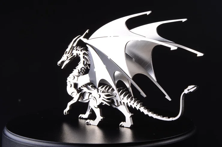 Высокое качество лося/дракон животное из нержавеющей стали 3D металлические наборы головоломка сборка модели творческий день рождения украшения игрушки - Цвет: Fly Dragon
