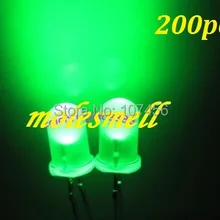 200 шт. 5 мм зеленый ультра яркий рассеянный зеленый Светодиодные лампы 5 мм зеленый объектив LED 5 мм Большой /широкий угол светодиодные лампы