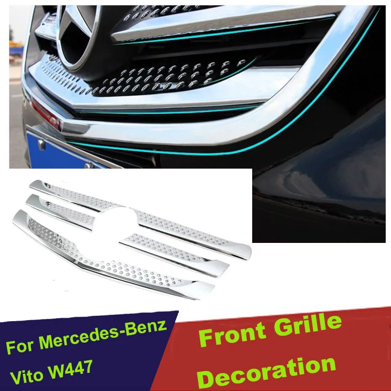 DIY ABS Chrome Car Front Grill Grille Decorative Cover Trim Car Styling Auto Accessories For