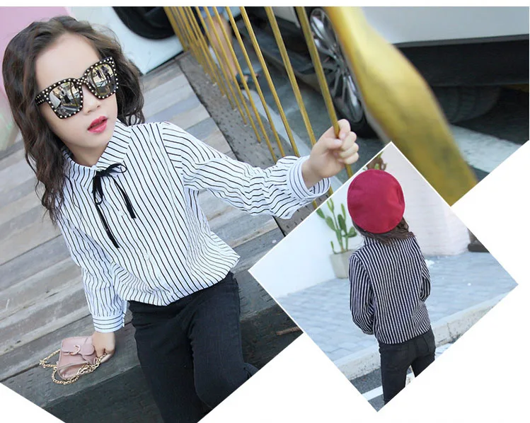 baby teenage girls striped blouses long sleeve cotton tops kids black white shirts for little girls children school clothing  (11)
