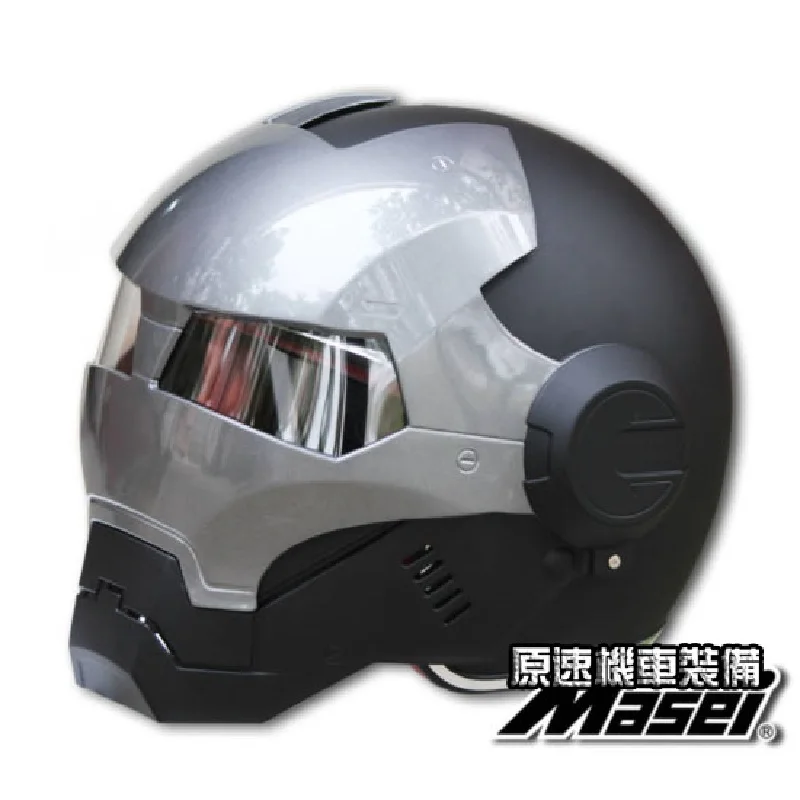 MASEI 610 IRONMAN motorcycle helmet Black&Gray Casque motocross half