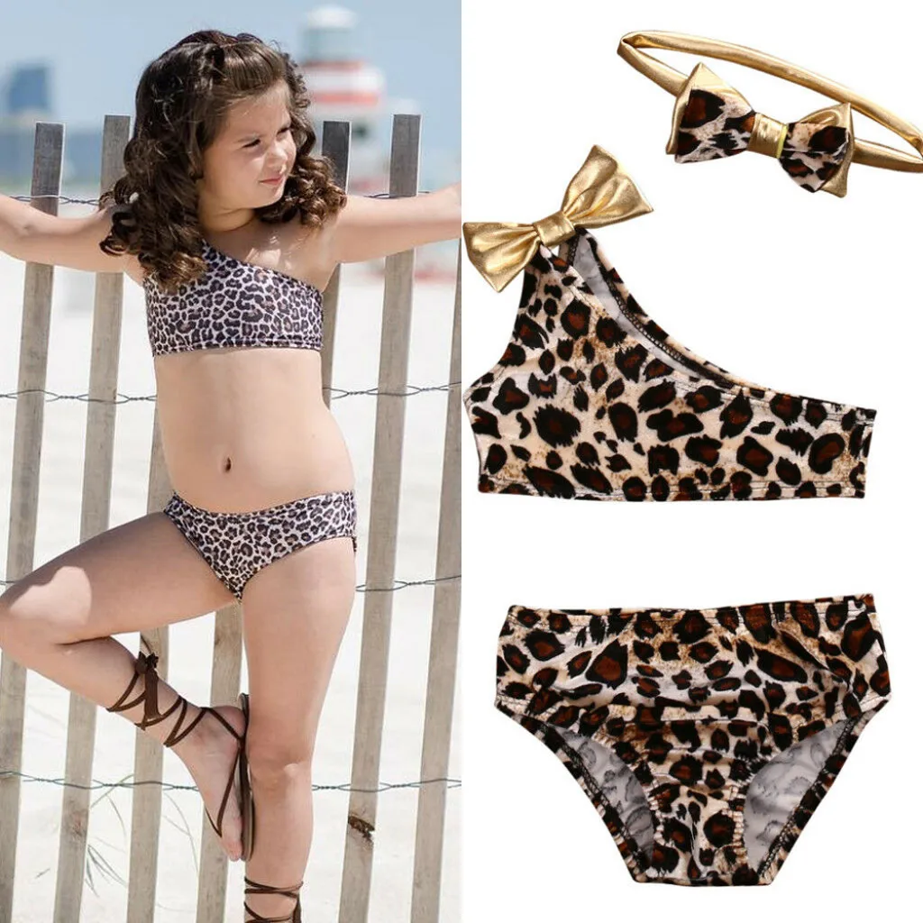 

CHAMSGEND Baby Girl Kids Leopard Off-shoulder Bow Bikini Swimwear Bathing Suit Clothes Set 19MAY17 P35