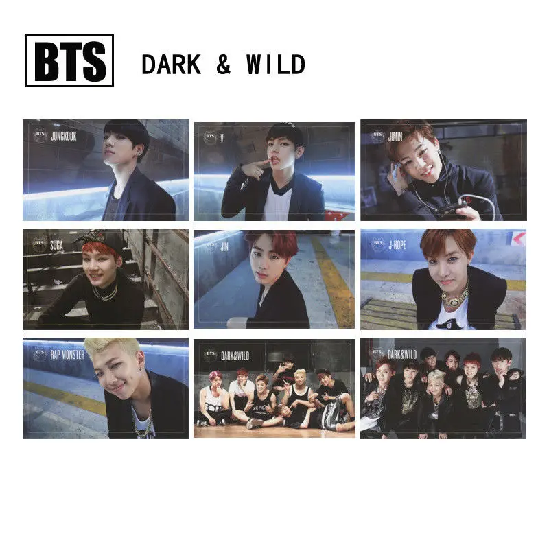 

8pcs/set Korea Fashion Kpop LOMO Card Dark Wild Cards JungKook RM J-Hope Jin Suga Photocard Fans Gift Collection Bulletproof Boy