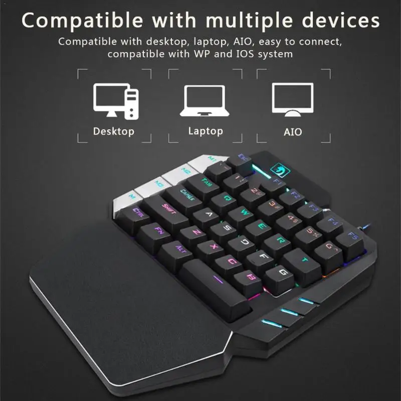 K109 RGB Проводная игровая клавиатура с одной рукой 38 клавиш миниклавиатура синий переключатель светодиодный подсветка механическая клавиатура для ПК/мобильных игр