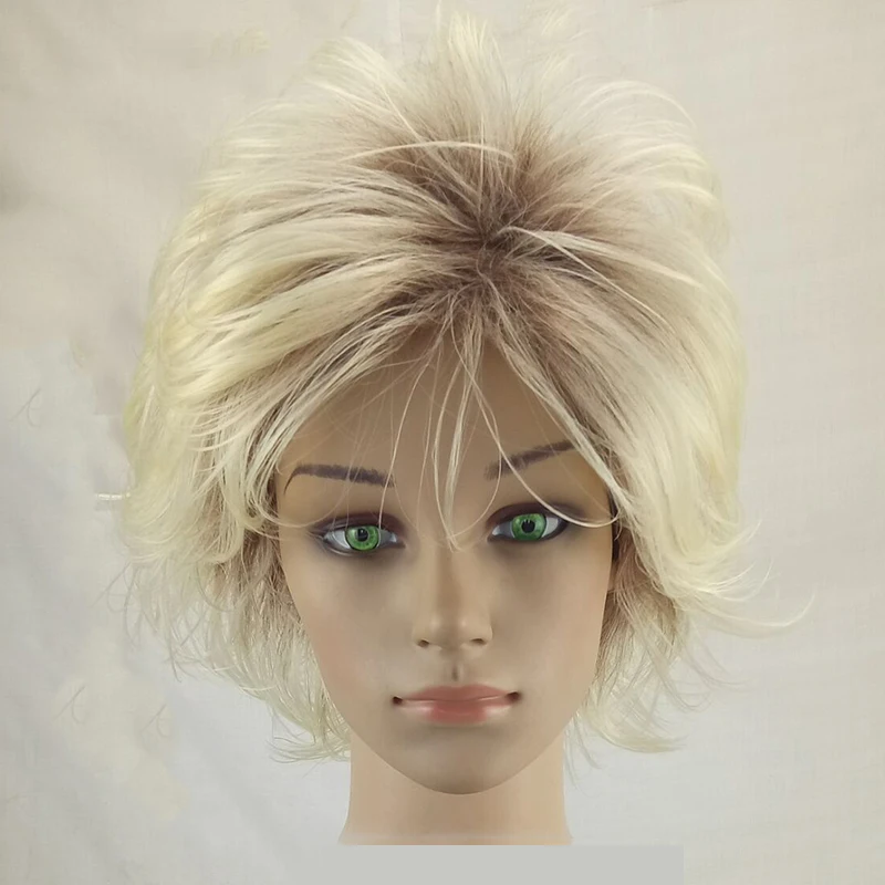 HAIRJOY белые женские синтетические волосы парики блонд Короткие вьющиеся парик термостойкие волосы 2 цвета доступны