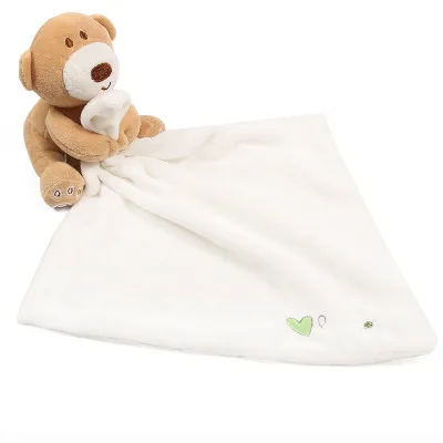Детское полотенце для рук, Фланелевое Полотенце с рисунком медведя из мультфильма, слюнявчик, Детская соска, комфортный носовой платок, успокаивающее полотенце, s игрушка - Цвет: White