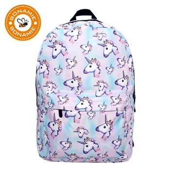 

BONAMIE 3D Printing Women Unicorn Backpack Travel Softback Bag Mochila School Bookpack Notebook For Girls Backpack Book Bag