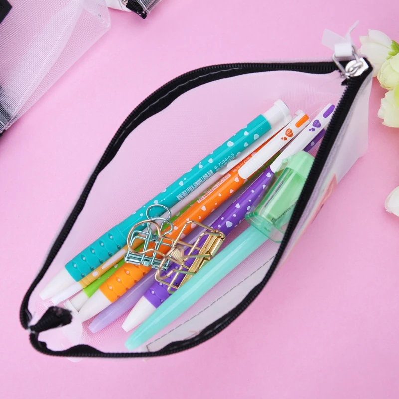 

Transparent Pencil Box Simple Student Nylon Pen Cosmetic Bag School Stationery